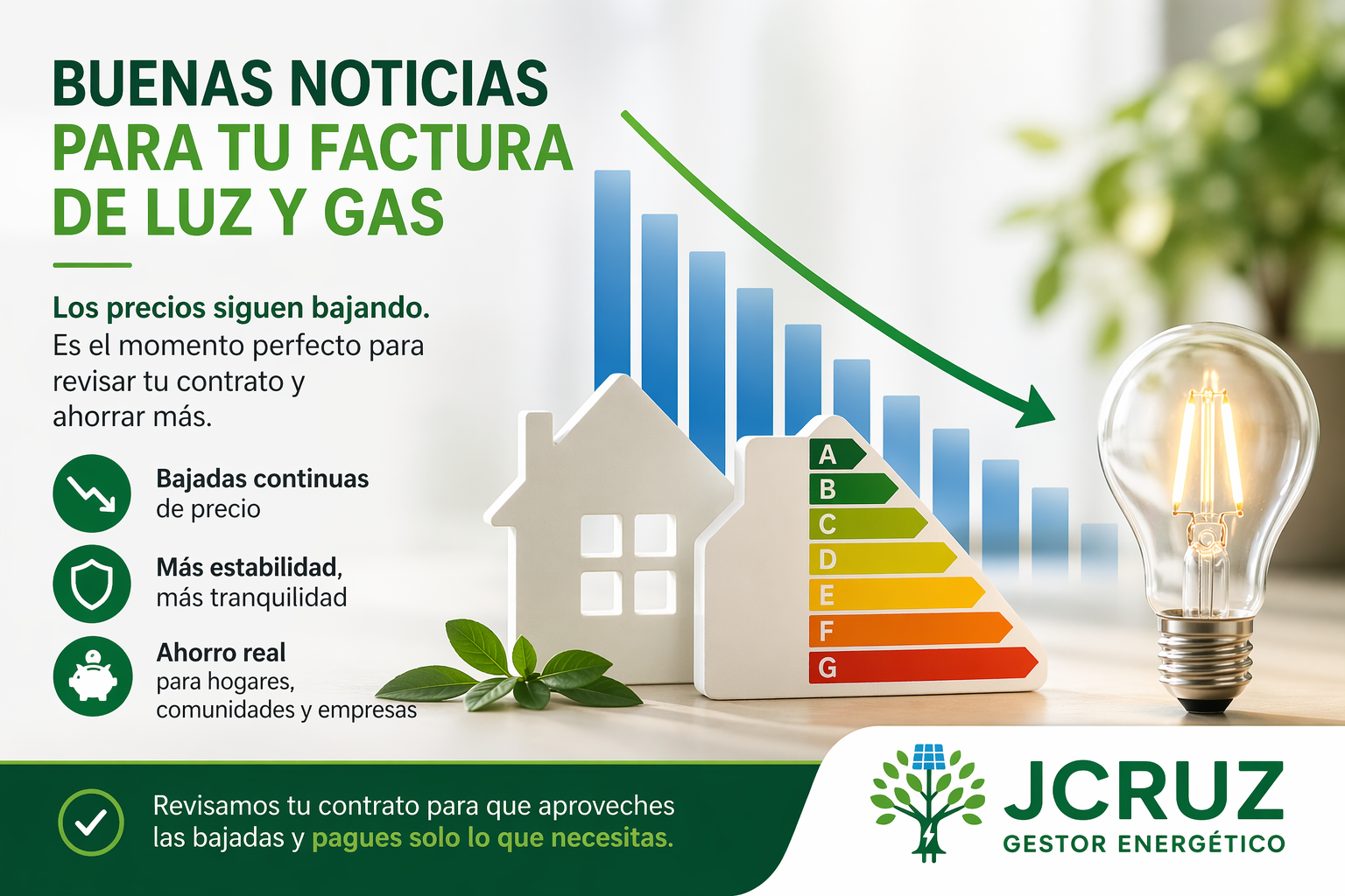 Bajada del precio de la luz y el gas: cómo aprovecharla para ahorrar en tu factura